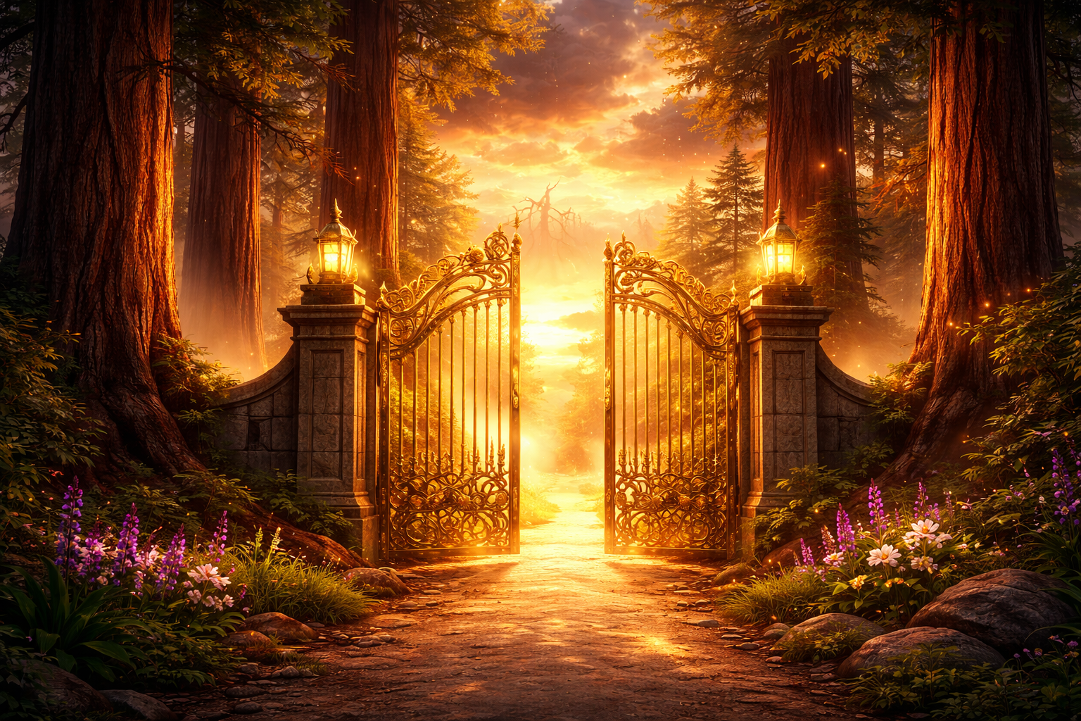 Golden gates opening to light